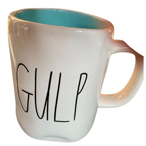 Rae Dunn Artisan Collection "Gulp" Mug White With Blue Interior‎ - Picture 2 of 5
